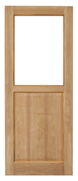 Wood door old style on white background