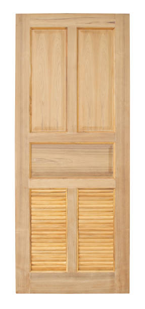 istock Wood door old style on white background 696317842