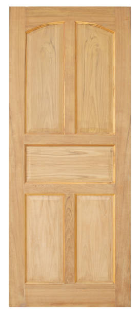 istock Wood door old style on white background 696317862