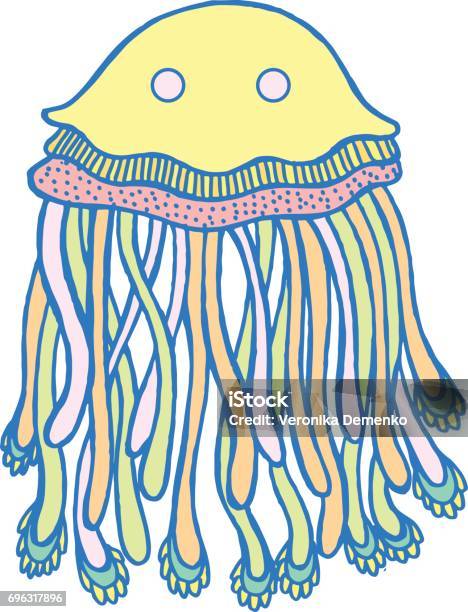 Vector Cartoon Jellyfish In Pastel Tumblr Colors Stock Illustration - Download Image Now - Abstract, Adult, Animal