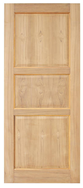 istock Wood door old style on white background 696317910
