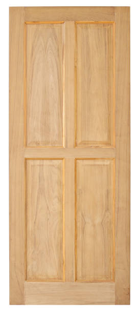 istock Wood door old style on white background 696317978