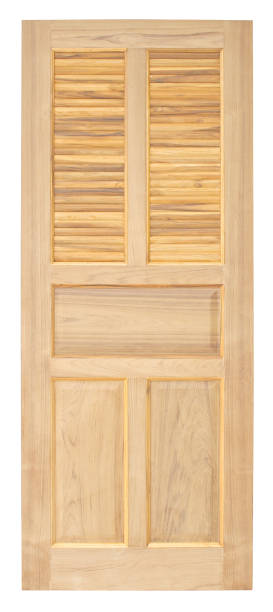 istock Wood door old style on white background 696317984