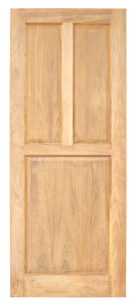 istock Wood door old style on white background 696318008