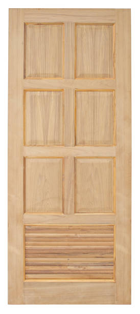 istock Wood door old style on white background 696318018