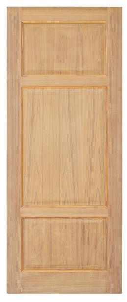 istock Wood door old style on white background 696318032