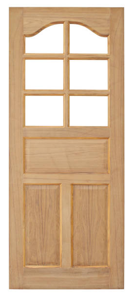 istock Wood door old style on white background 696318040