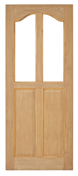 istock Wood door old style on white background 696318046