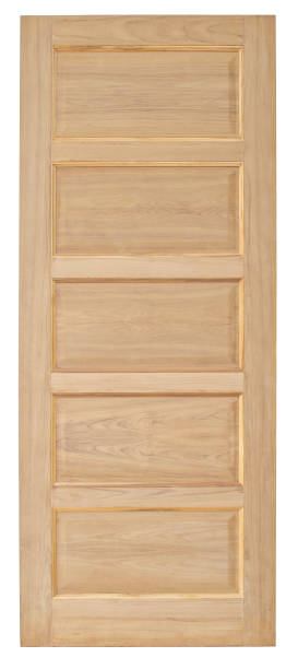 istock Wood door old style on white background 696318092
