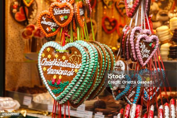 Decorated Gingerbread Heart At The Christmas Market Innsbruck Austria Stock Photo - Download Image Now