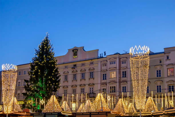 Linz at Christmas, Main Square - Austria Linz at Christmas, Hauptplatz - Austria linz austria stock pictures, royalty-free photos & images