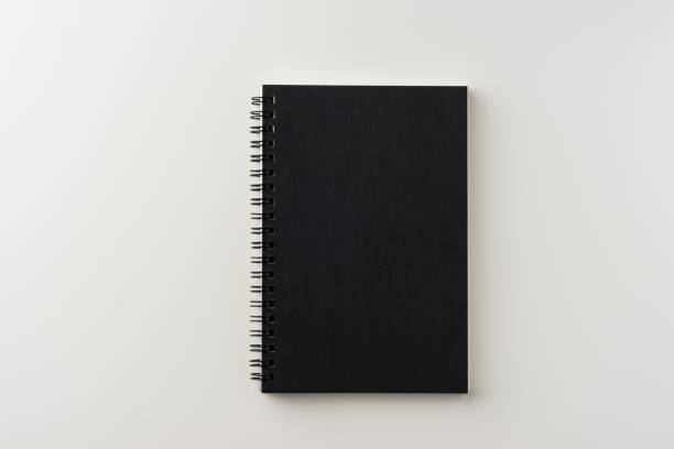 istock Top view of spiral blank notebook on white background 696330596