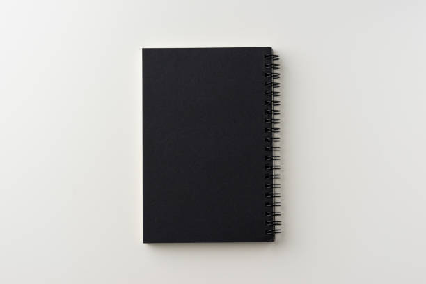 istock Top view of spiral blank notebook on white background 696334246