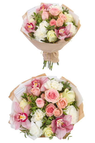 istock Bright buketny composition from fresh flowers, the white isolated background 696338226