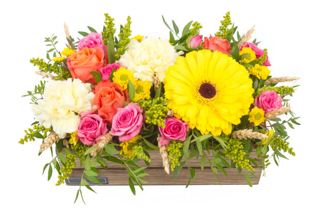 istock Bright buketny composition from fresh flowers, the white isolated background 696339276