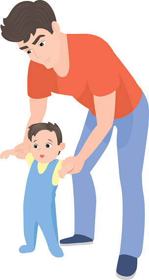 Ilustración de Padre De Dibujos Animados Vector Enseñando A Su Hijo A  Caminar y más Vectores Libres de Derechos de Agarrar - iStock