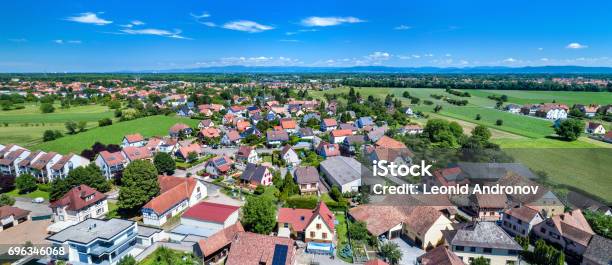 Aerial Panorama Of Eschau A Village Near Strasbourg Grand Est France Stock Photo - Download Image Now