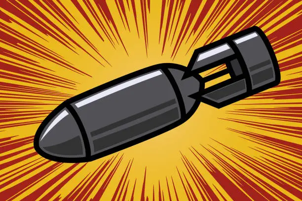 Vector illustration of Bomb in comic book style. Design element for poster, flyer. Vector illustration