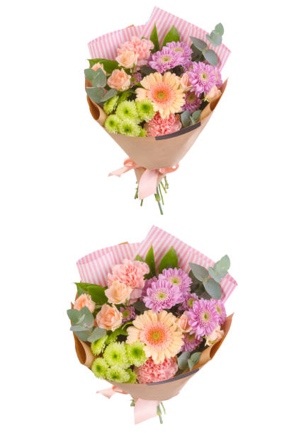 istock Bright buketny composition from fresh flowers, the white isolated background 696350104