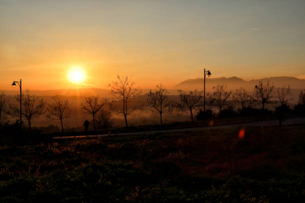 istock Winter sunset in Italy 696357212