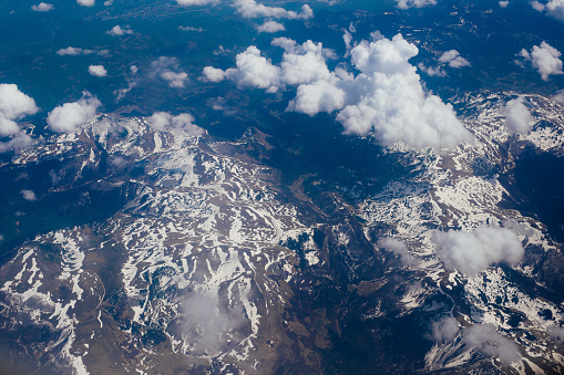 Snow-covered mountains of the plane