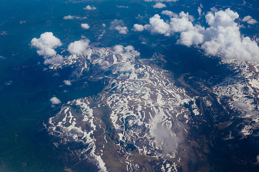Snow-covered mountains of the plane