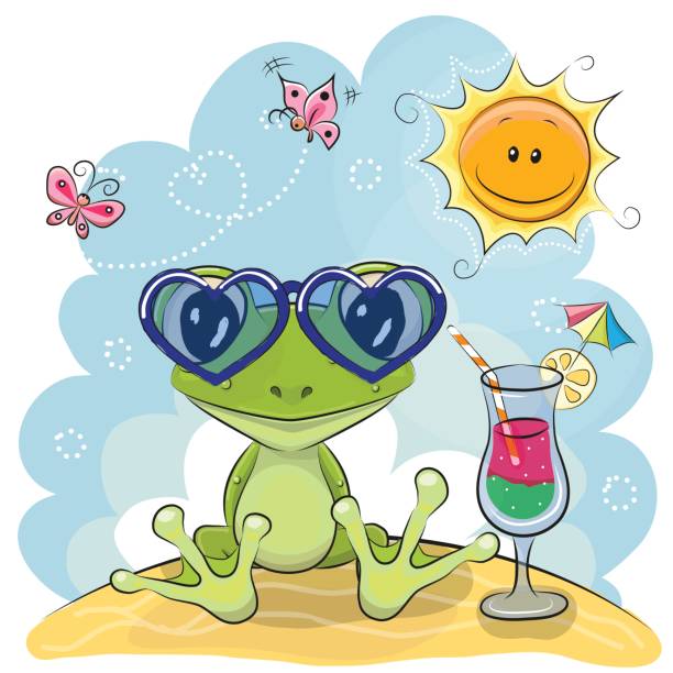 ilustrações, clipart, desenhos animados e ícones de sapo na praia - drink umbrella umbrella cocktail pink