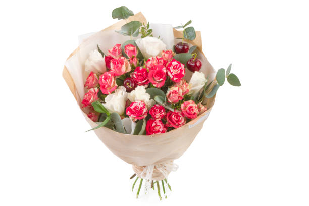 istock Bright buketny composition from fresh flowers, the white isolated background 696363818