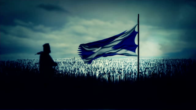 William Wallace Standing in Front His Army with Scotland Flag