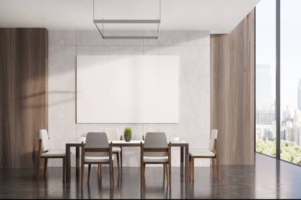 istock Light wooden dining room, poster 696369016