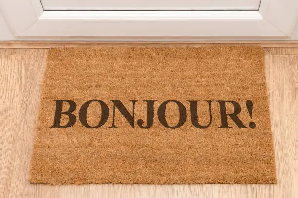 Door mat at front door with Bonjour