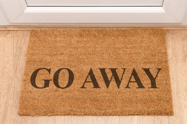 istock Door mat at front door 