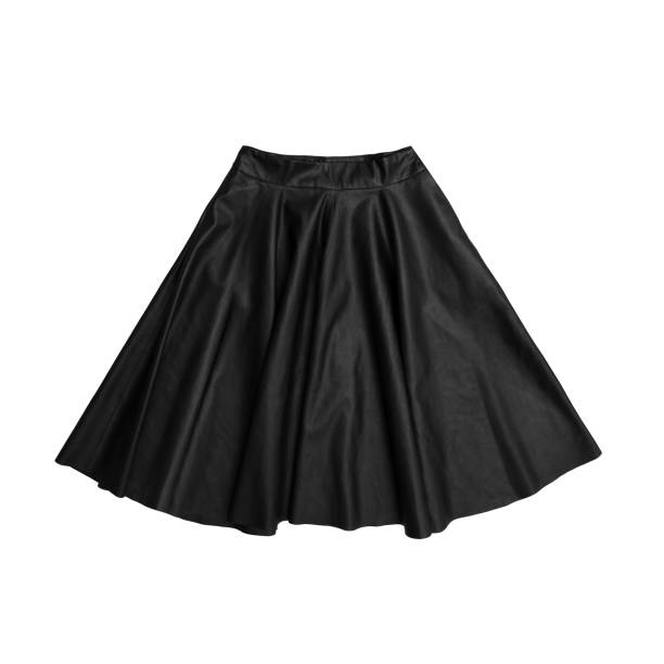 istock black leather a-line skirt isolated on white background 696372212