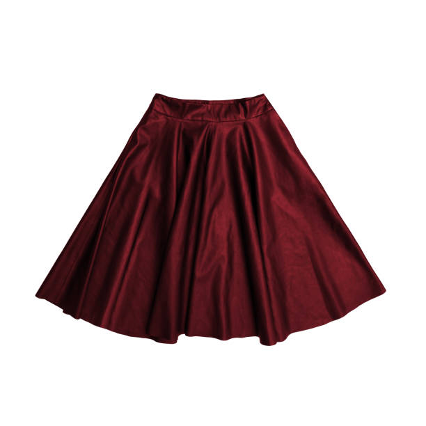 istock red leather a-line skirt isolated on white background 696372234