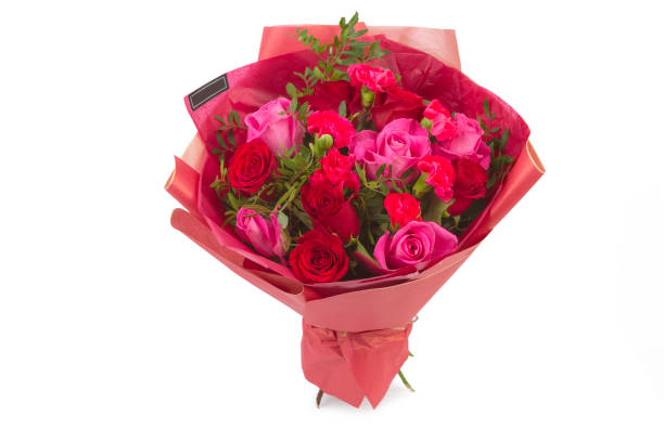 istock Bright buketny composition from fresh flowers, the white isolated background 696376660