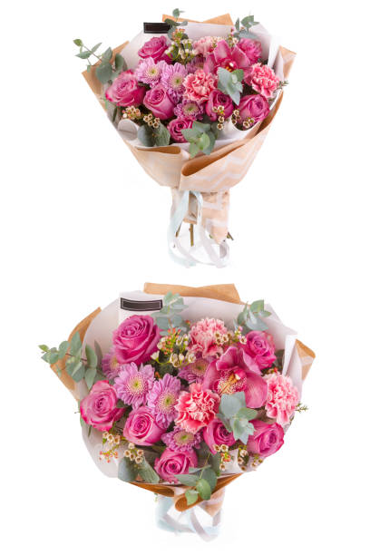 istock Bright buketny composition from fresh flowers, the white isolated background 696376798