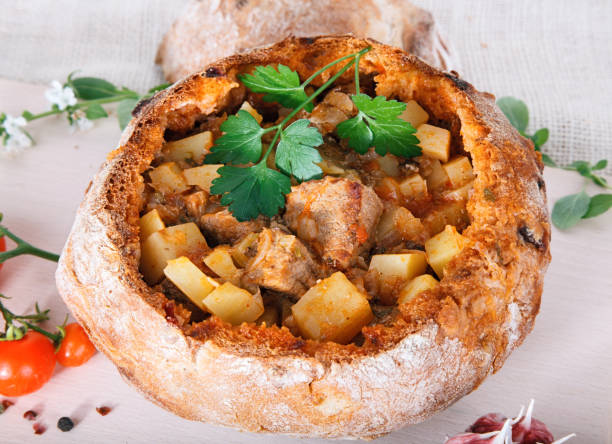 istock Goulash in bread bowl 696383180