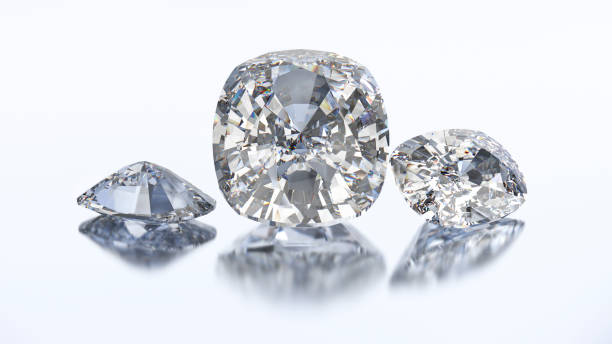 istock 3D illustration three cushion diamond stone 696383332