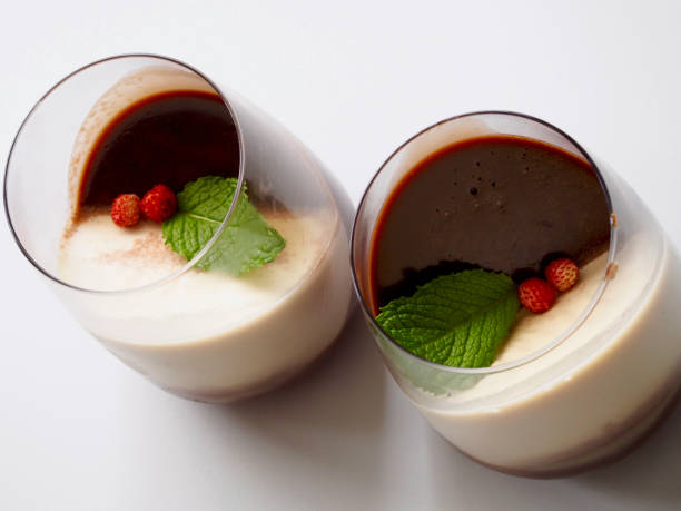 istock Chocolate and vanilla panna cotta 696383866