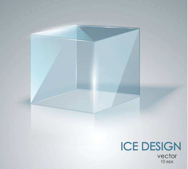 голубой кубик льда. стеклянный куб. - glossy ibis stock illustrations