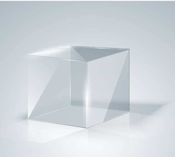Glass Cube. Transparent Cube. Isolated. Glass Cube. Transparent Cube. Isolated. Template glass. Exhibition. Presentation of a new product. Realistic 3D design. Vector illustration cube stock illustrations