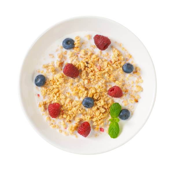 istock granola with milk and fruit 696387732