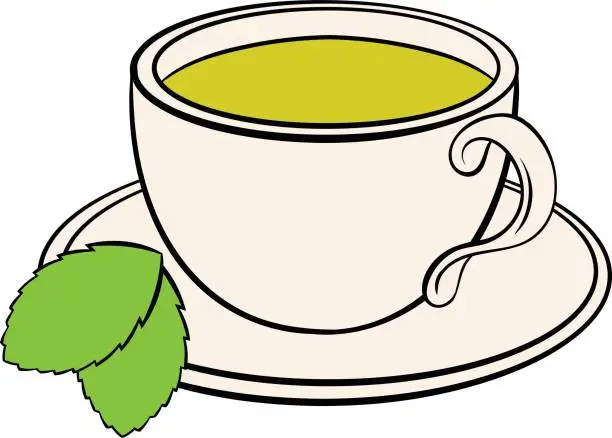 Vector illustration of Cup of tea icon cartoon