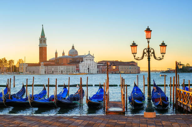 istock Gondolas and San Giorgio Maggiore island, Venice, Italy 696398424