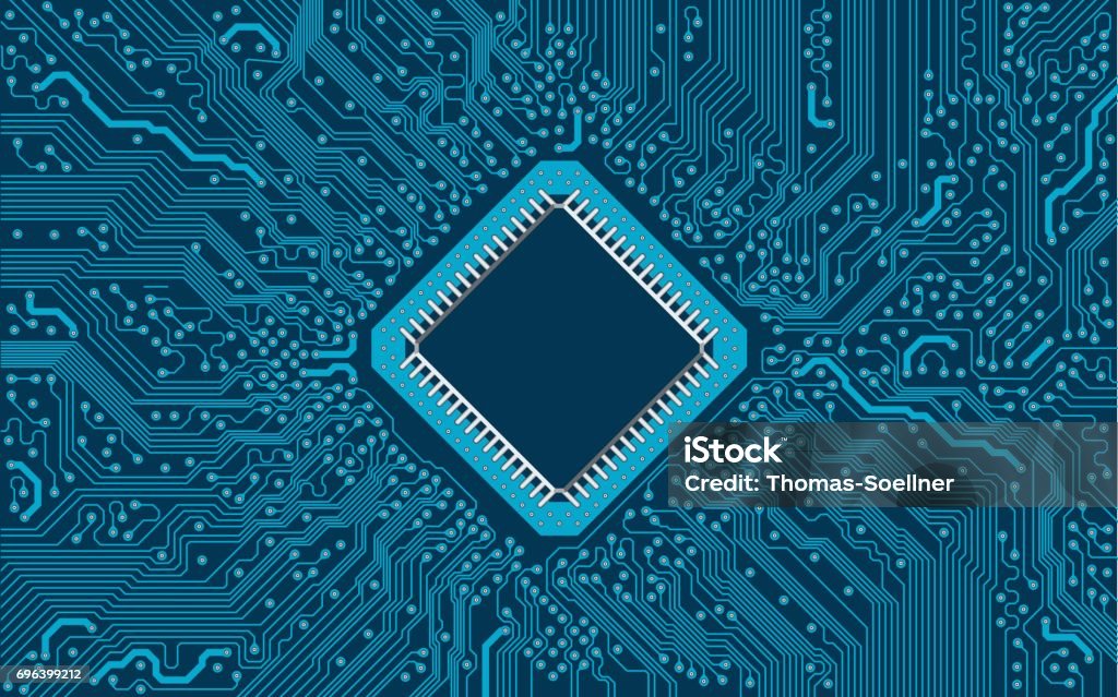 Circuit board Vector blue electronic circuit board background Computer Chip stock vector