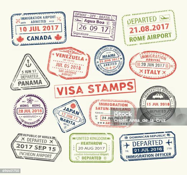 Visa Passport Stamp Stock Illustration - Download Image Now - Rubber Stamp, Travel, Postage Stamp