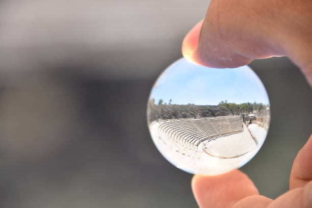 Archaeological site, Beit Shean Through a crystal ball, Israel Archaeological site, Beit Shean Through a crystal ball, Israel beit she'an stock pictures, royalty-free photos & images