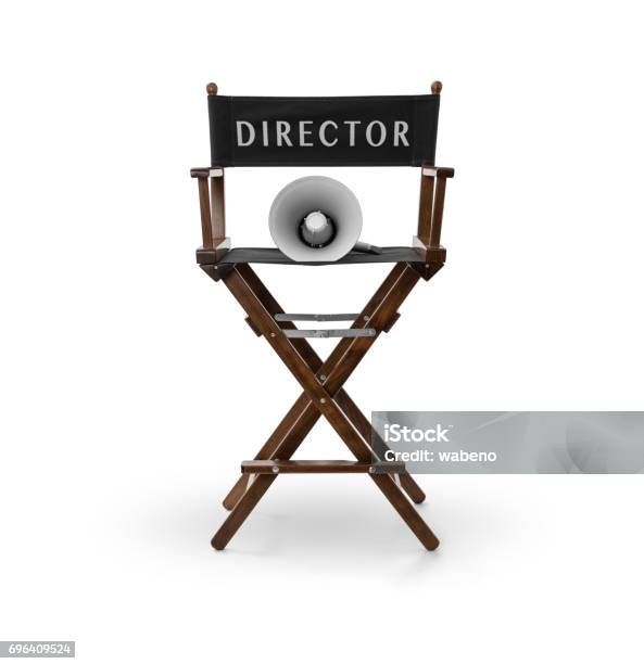 Directors Chair And Megaphone Stock Photo - Download Image Now - Chair, Movie, Movie Theater