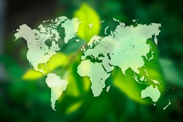 istock World map with leaf in background. Save the planet concept poster or flyer design 696410710