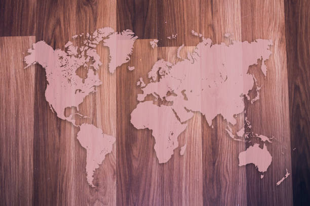 istock World map on wooden planks background 696410734
